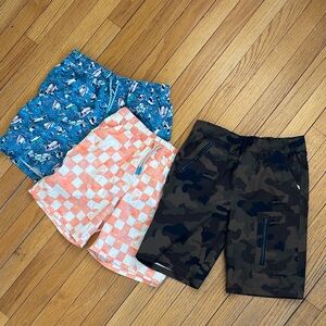Kids Camouflage, Swim Checkered, and Swim Shark Print Shorts Set